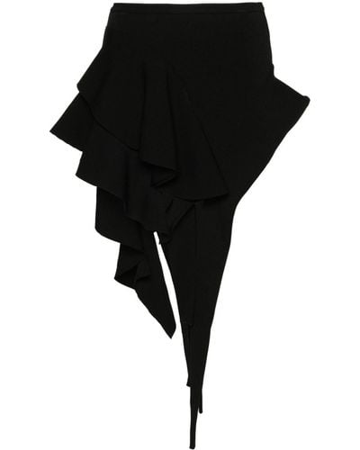 Mugler Asymmetric Knitted Mini Skirt - Black