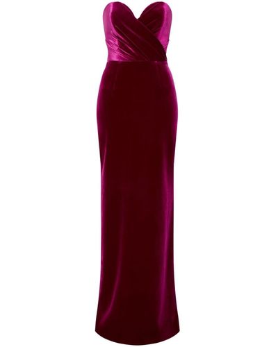 Rebecca Vallance Bernadette Velvet Gown Dress - Red