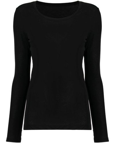 Yohji Yamamoto T-shirt Met Lange Mouwen - Zwart