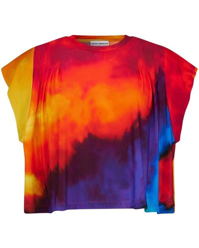 Rabanne T-shirt multicolore girocollo con fantasia tie dye - Rosso