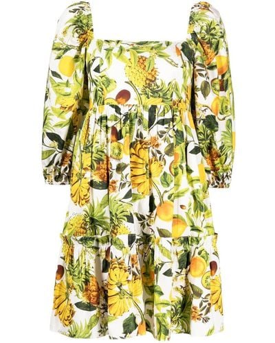 Cara Cara Sip Sip Fruit-print Dress - Yellow
