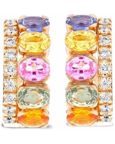 Pragnell 18kt Rose Gold Rainbow Sapphire And Diamond Hoop Earrings - Pink
