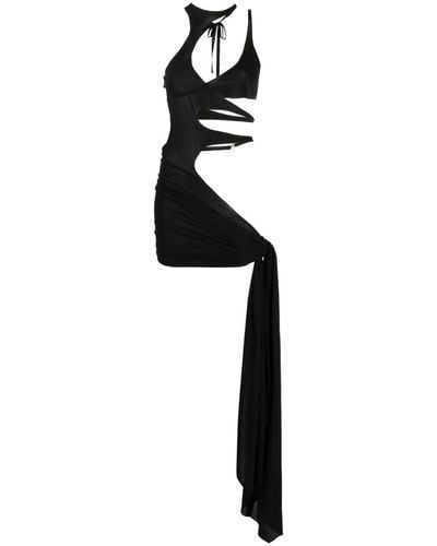 Mugler Sleeveless Cut-out Draped Dress - Black
