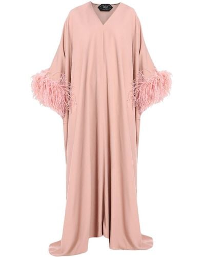 ‎Taller Marmo Gala Feather-trim Kaftan Dress - Pink