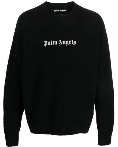 Palm Angels ロゴインターシャ セーター - ブラック