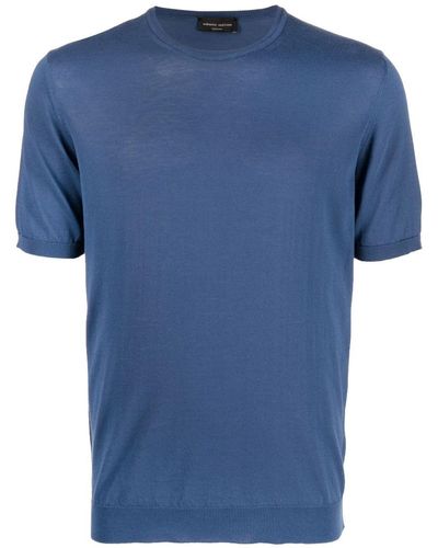 Roberto Collina Short-sleeved Cotton T-shirt - Blue
