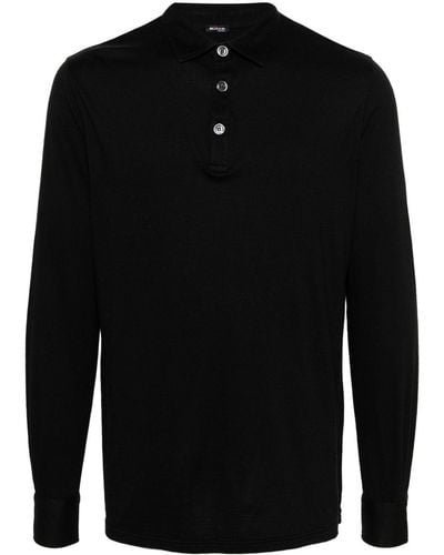 Kiton Long-sleeve Jersey Polo Shirt - Black
