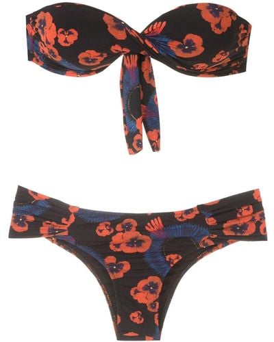Isolda Queen Borakay Printed Bandeau Bikini Set - Blue