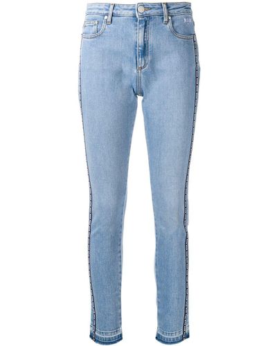 MSGM Skinny-Jeans mit Logo-Streifen - Blau