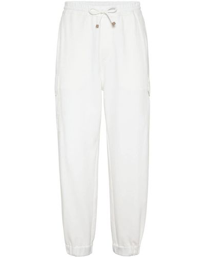 Brunello Cucinelli Cotton-blend Track Trousers - White