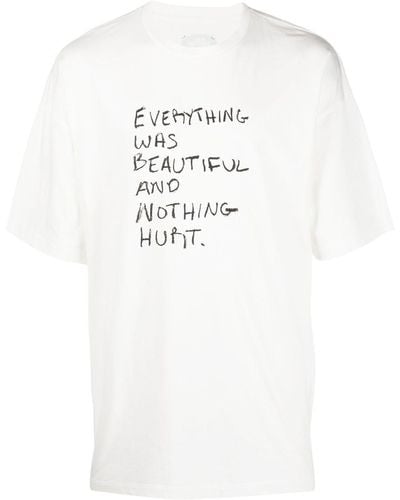 OAMC T-shirt en coton à slogan imprimé - Blanc