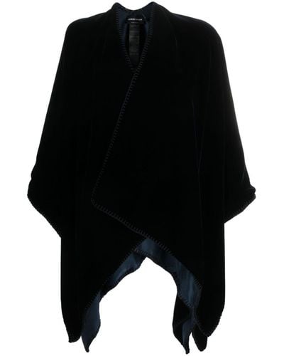 Giorgio Armani Wraparound-style Velvet Cape - Black