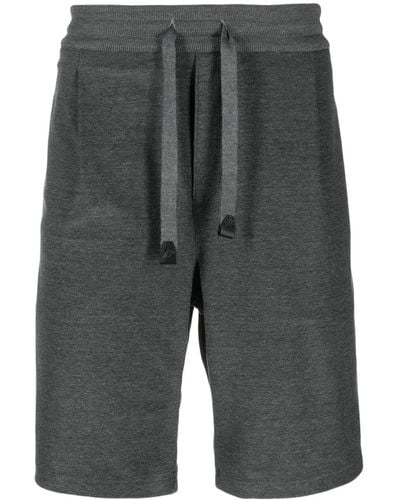 Brioni Elasticated Flannel Track Shorts - Grey