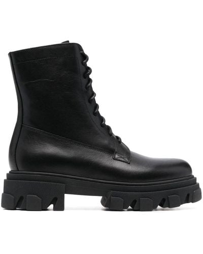 Chiara Ferragni Leather Lace Up Boots - Black