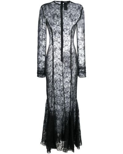 MISBHV Lace-detail Semi-sheered Maxi Dress - Black