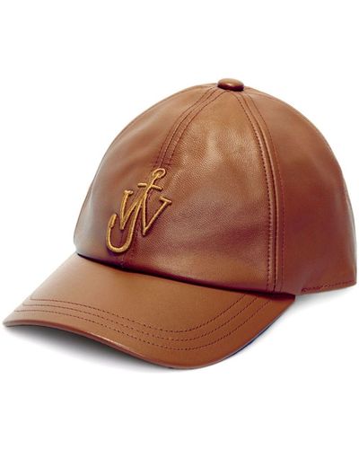 JW Anderson Logo-embroidered Leather Baseball Cap - Brown