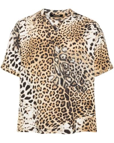Roberto Cavalli Jaguar-print Cotton T-shirt - White