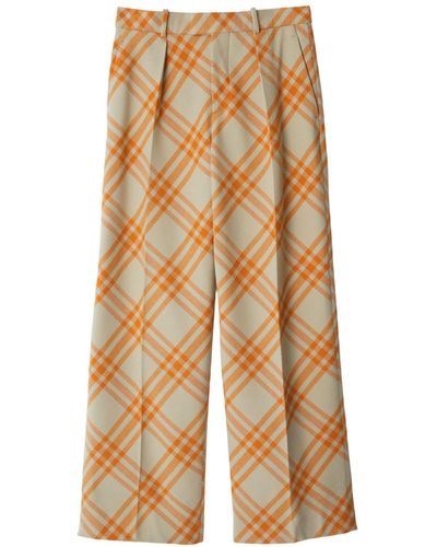Burberry Checked Straight-leg Wool Trousers - Blue