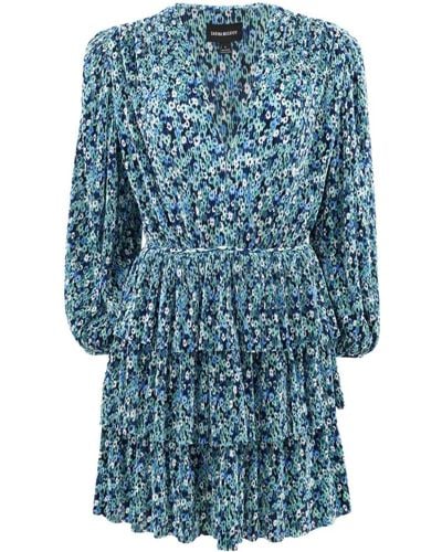 Sabina Musayev Mini-jurk Met Bloemenprint - Blauw