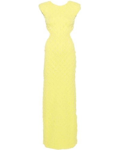 Elisabetta Franchi Red Carpet Open-back Embossed Maxi Dress - Yellow