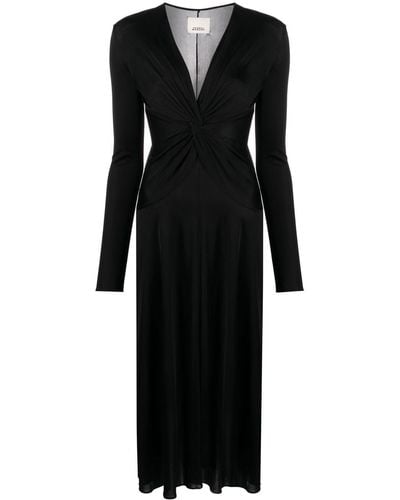Isabel Marant ロングスリーブ Vネックドレス - ブラック