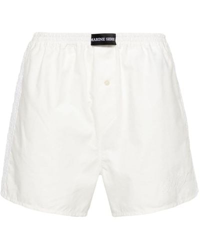Marine Serre Logo-Shorts mit Häkeleinsätzen - Weiß