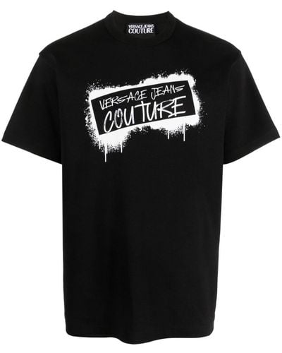 Versace Jeans Couture Camiseta con logo estampado - Negro