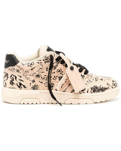 Off-White c/o Virgil Abloh Out Of Office Graphic-print Leather Sneakers - Natural