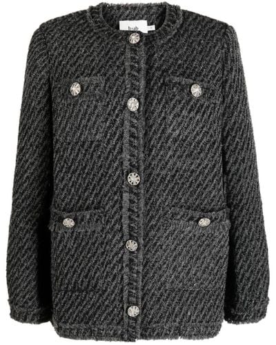 B+ AB Button-embossed Tweed Jacket - Black
