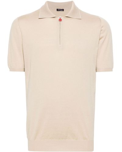 Kiton Zipped Cotton Polo Shirt - Natural