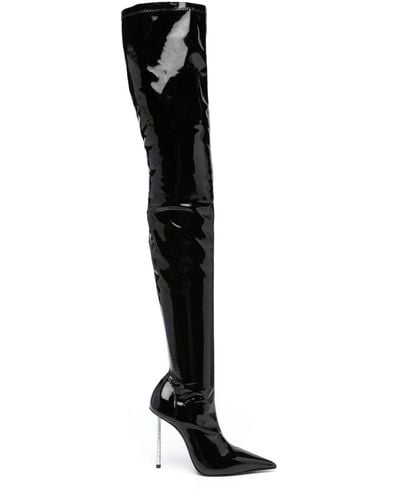 Le Silla Overknee-Stiefel aus Lackleder - Schwarz