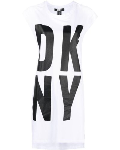 DKNY Logo-print Sleeveless Tunic Top - White