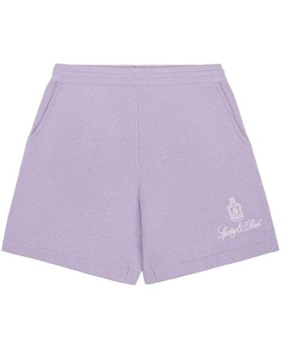 Sporty & Rich Vendome Logo-embroidered Cashmere Shorts - Purple