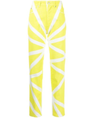 Fiorucci Graphic-print Straight-leg Jeans - Yellow