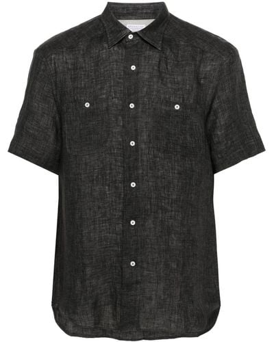 Brunello Cucinelli Short-sleeve Linen Shirt - Black