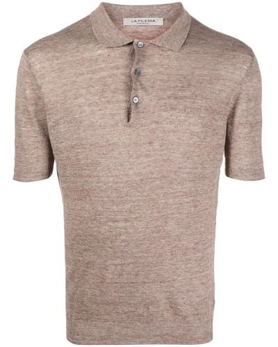 Fileria Short-sleeved Linen Polo Shirt - Brown