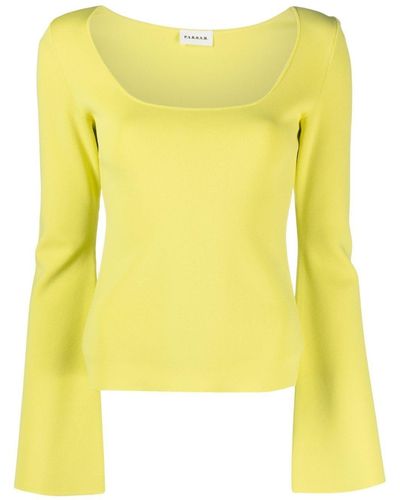 P.A.R.O.S.H. Bell-sleeve Knitted Top - Yellow