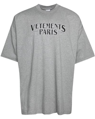 Vetements Logo-print Cotton T-shirt - Grey