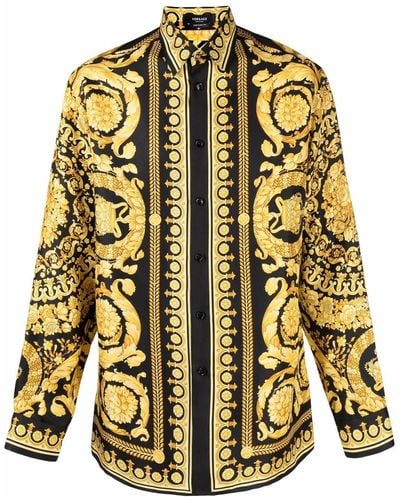 Versace Camicia in seta stampa barocco - Nero