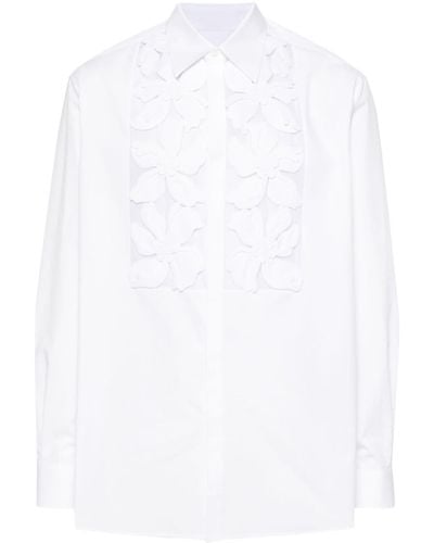 Valentino Garavani Floral-appliqué Cotton Shirt - White