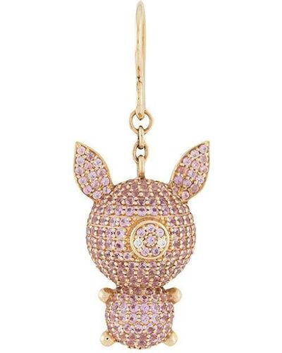 Natasha Zinko 18kt Yellow Gold, Diamond And Sapphire Piggy Earring - Metallic