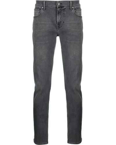 7 For All Mankind Halbhohe Slim-Fit-Jeans - Grau