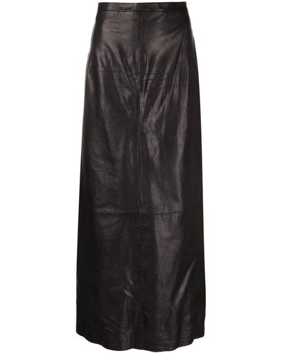 Balenciaga Leather A-line Skirt - Black