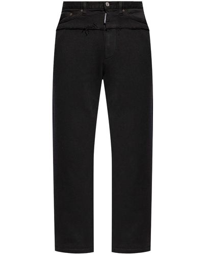 DSquared² Denim-panel Cotton Track Trousers - Black