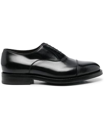 Santoni Almond-toe Leather Derby Shoes - Black