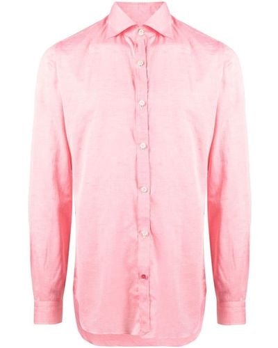 Isaia Overhemd Met Gespreide Kraag - Roze