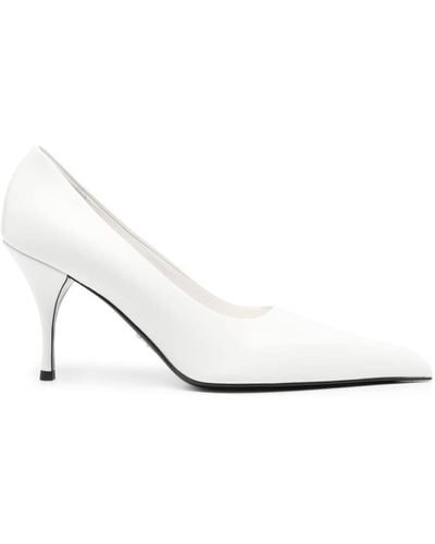 Prada 88mm Leather Court Shoes - White