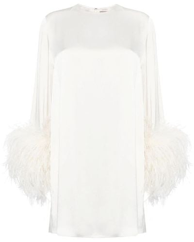 LAPOINTE Feather-trim Satin Minidress - White