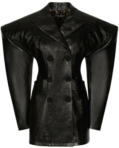 Dolce & Gabbana Structured Leather Jacket - Black