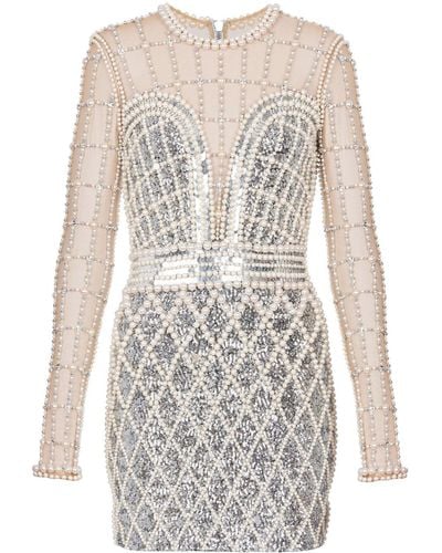 Balmain Embellished beaded minidress - Bianco